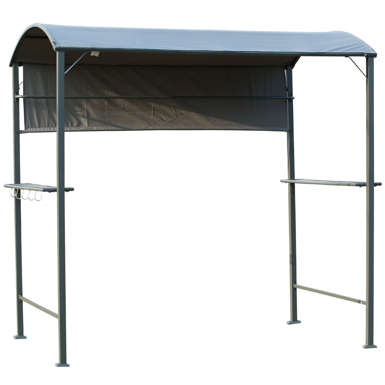 Grill Pavilion Flammesikkert Tak Bbq Pavilion 2 Hyller Polyester Svart 218X138X216Cm