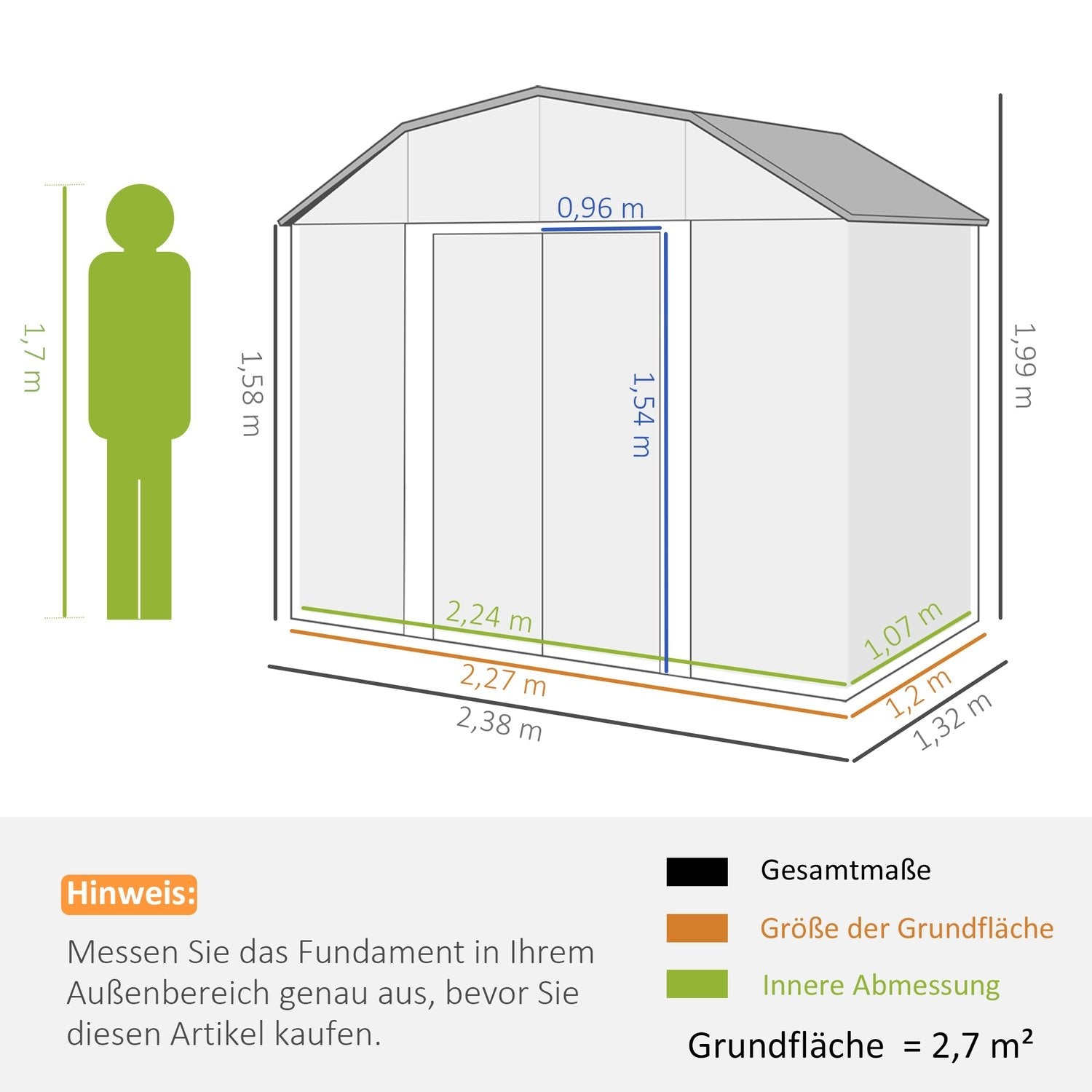 Verktøybod Stål 2,7M² Verktøybod UV-beskyttelse Hageskap 2 Skyvedører Hyllefundament Mørk grå 238X132X198,5Cm