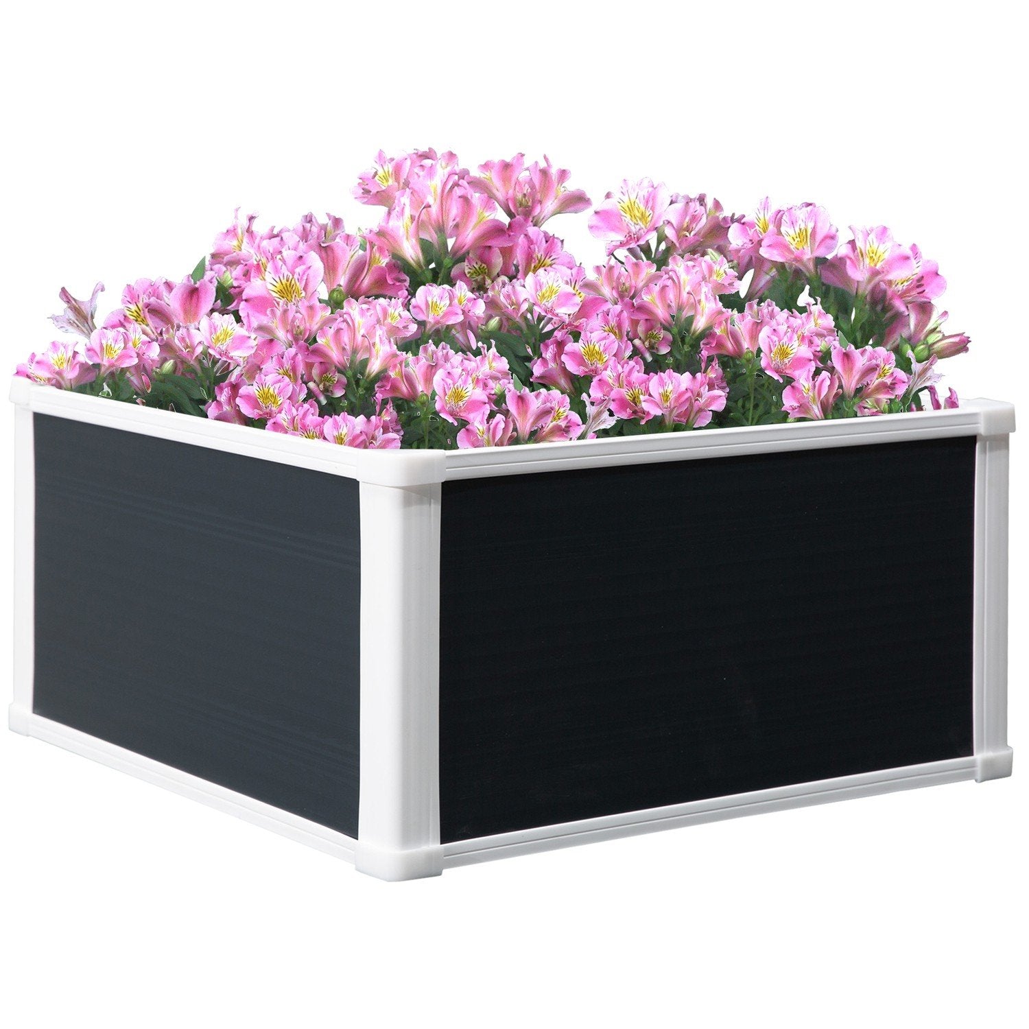 Høybed Blomsterkasse Plantekasse Med Dreneringsfunksjon For Grønnsaker Plast Grå 60 X 60 X 30 Cm