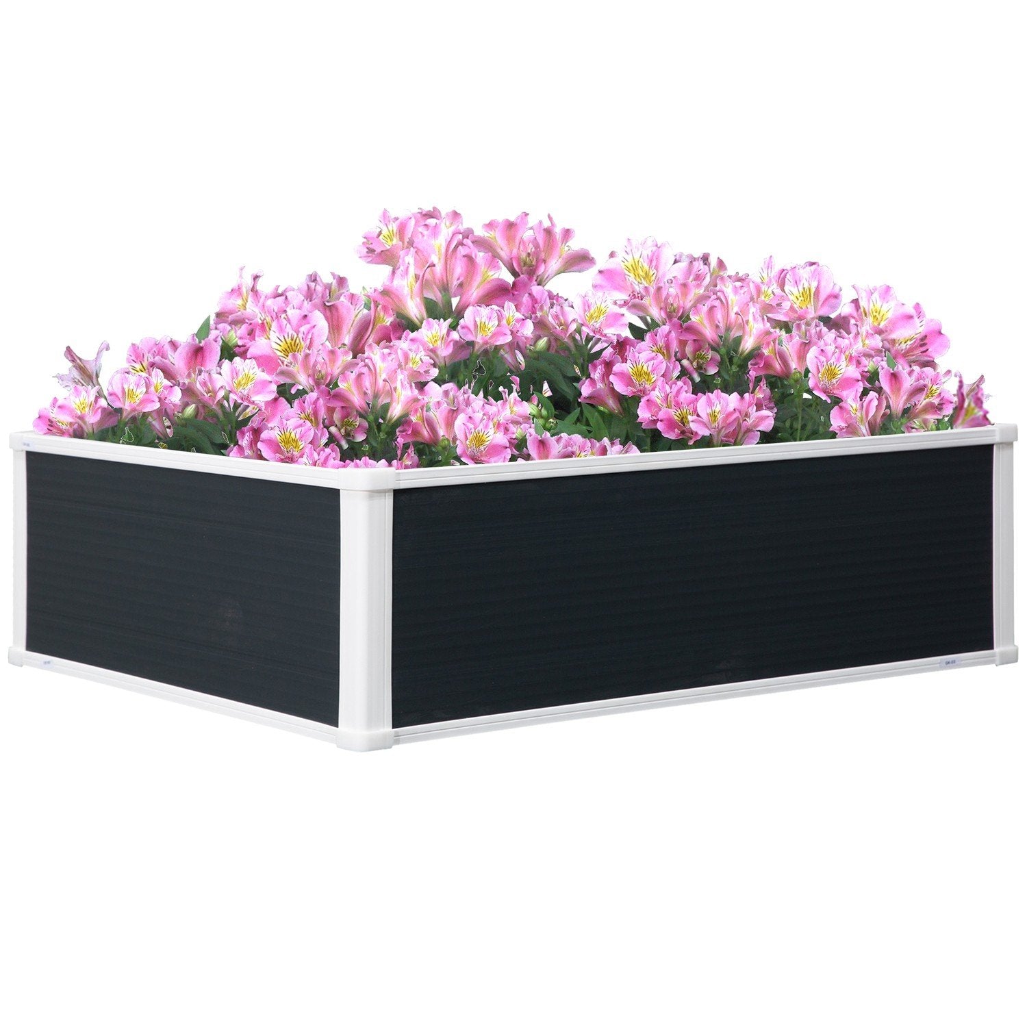 Hevet bed Blomsterkasse Plantekasse med dreneringsfunksjon for urter, uteplass, plast, grå, 100X80X30Cm