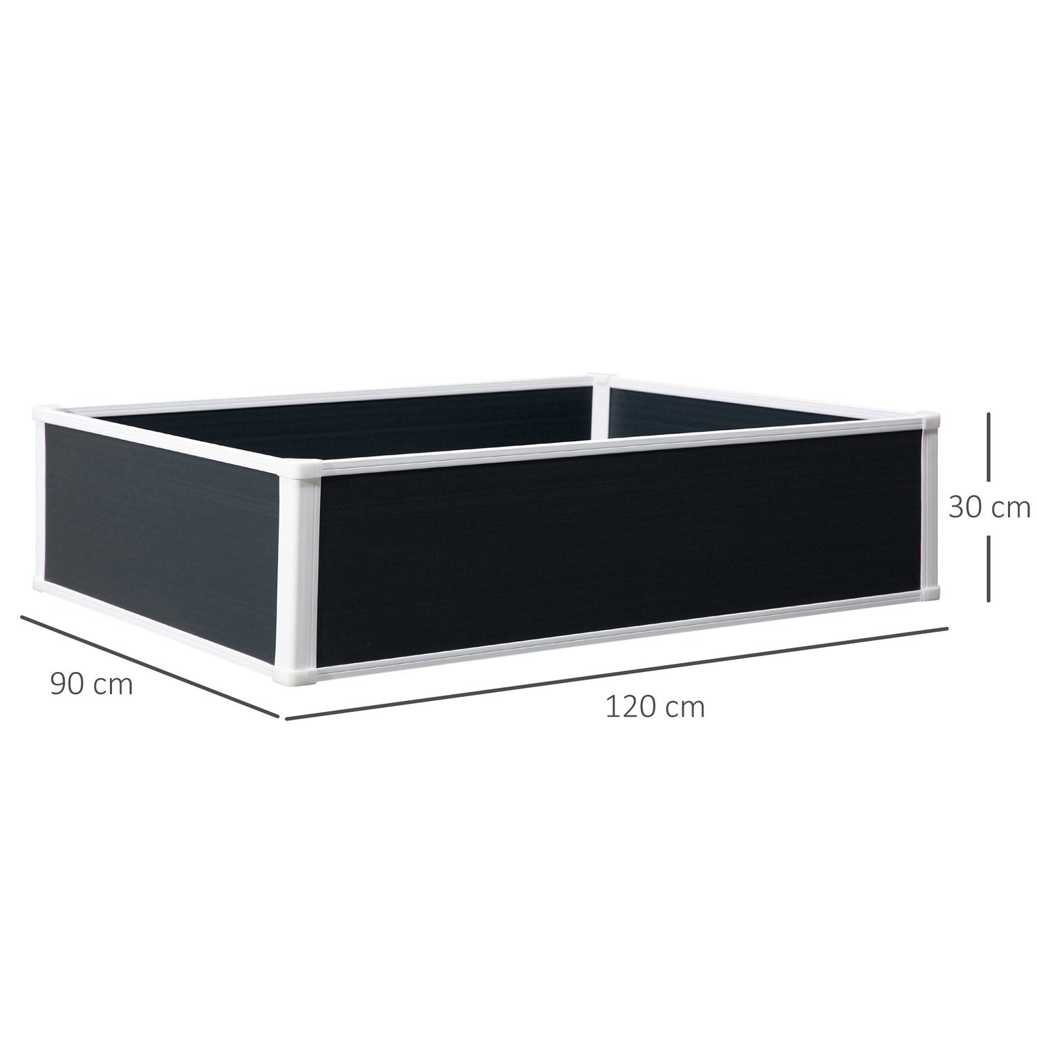 Raised Bed Flower Box Plant Box Med Dränering För Grönsaker & Örter Plast Grå 120 X 90 X 30 Cm