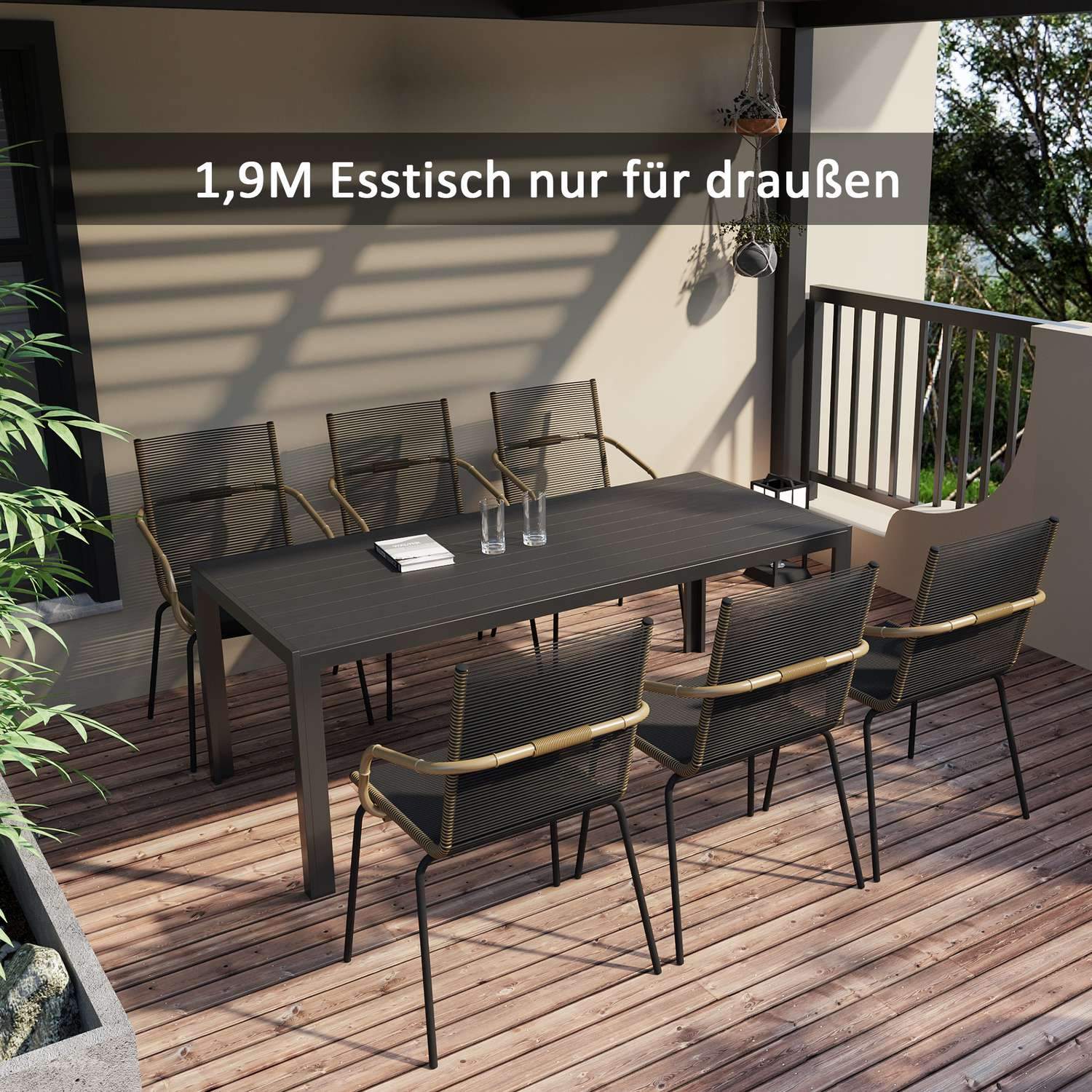 Hagebord Aluminiumsbord Hageterrasse Tre-Plast Polywood Sort