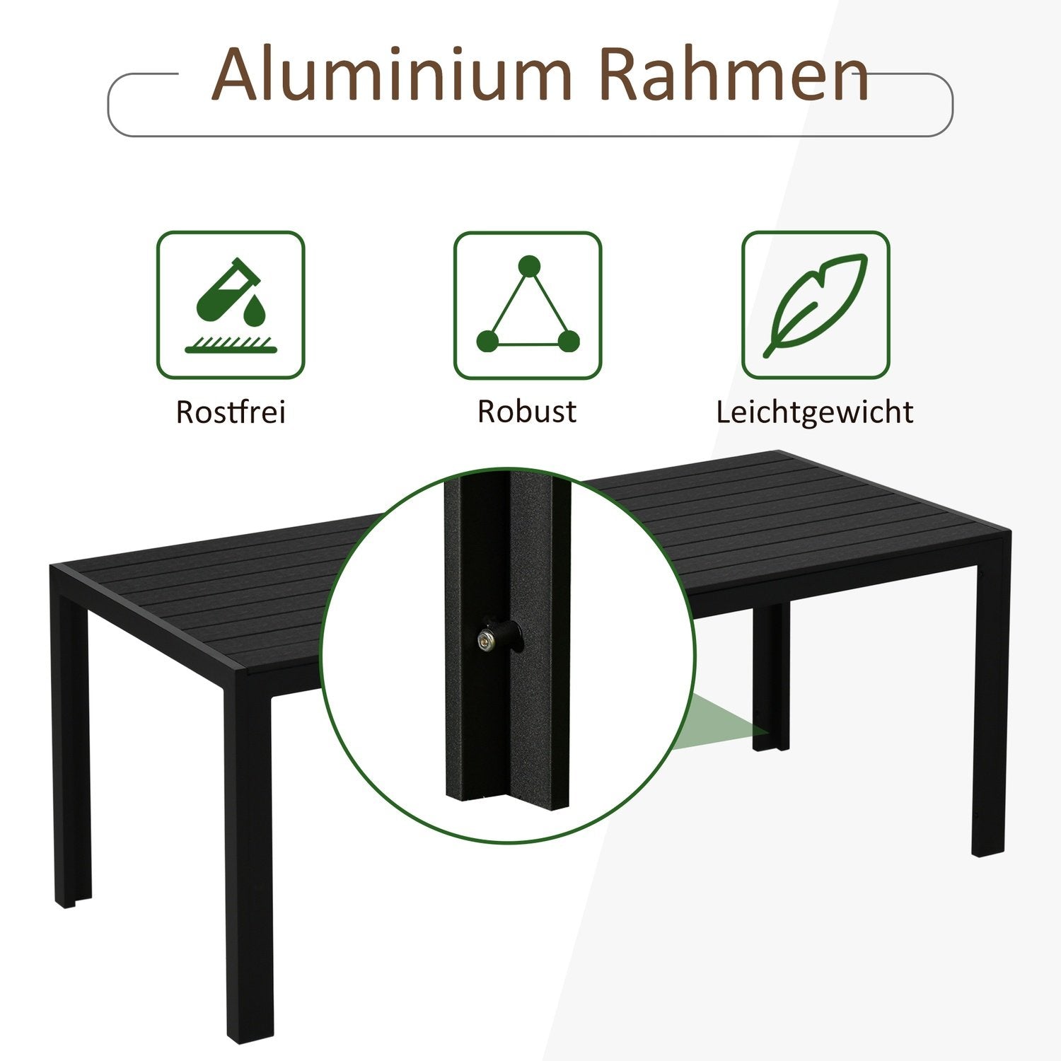 Hagebord Aluminiumsbord Hageterrasse Tre-Plast Polywood Sort