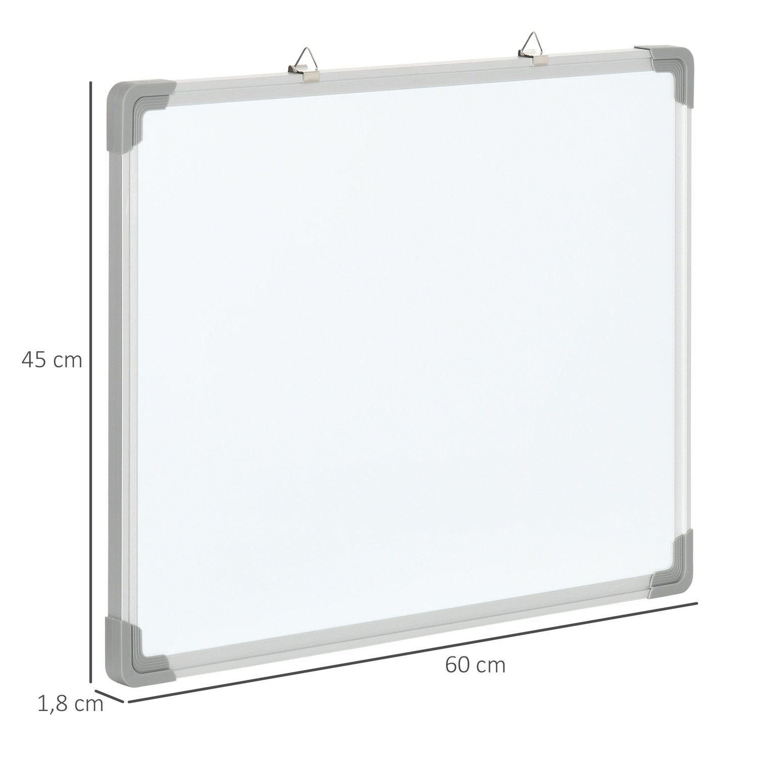 Whiteboard magnettavle med 4 markører, 1 viskelær, 10 magneter, staffeli, veggmontert, 60x1,8x45 cm