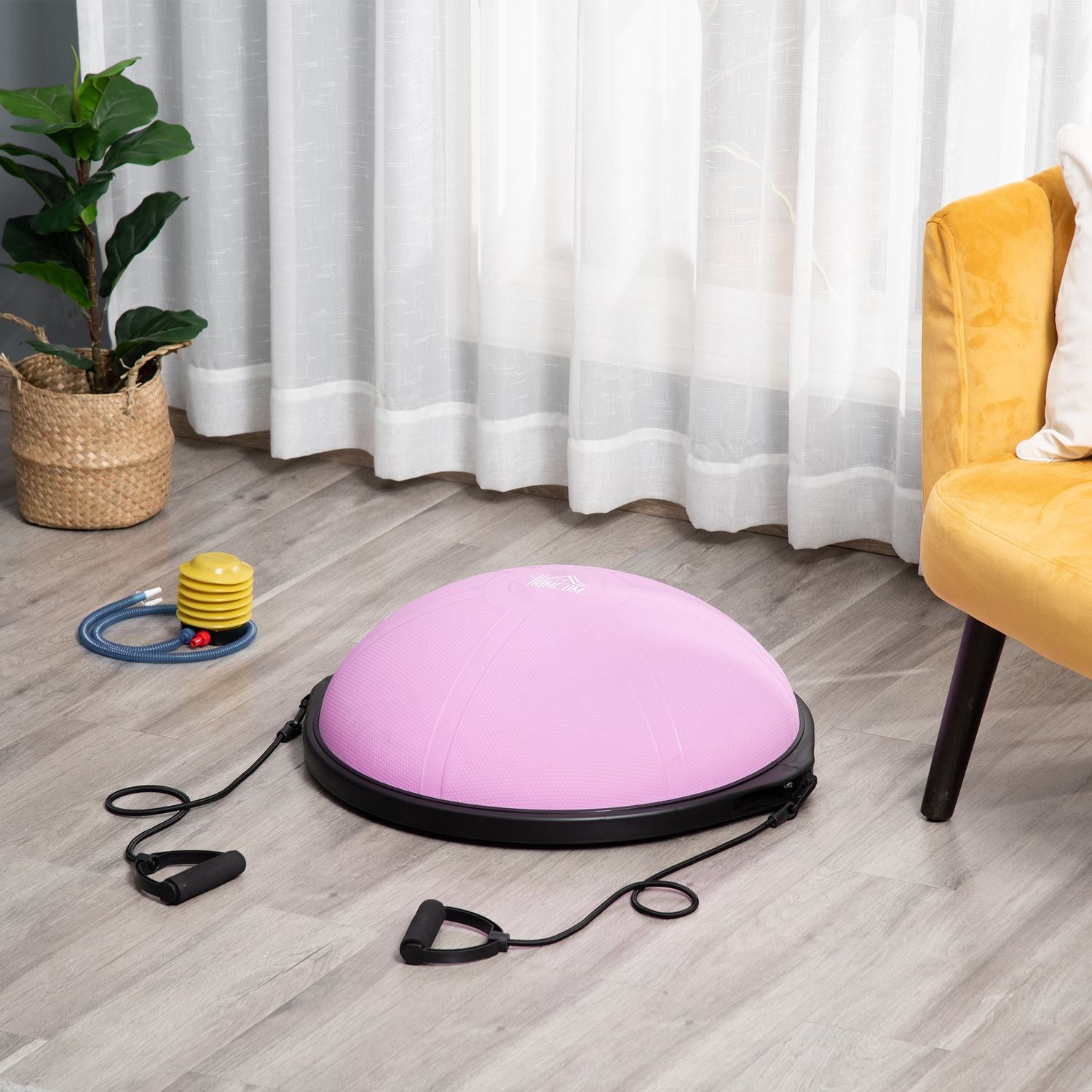 Yoga Hemisphere Balance Trainer med rep, ljuslila, Ø 64cm