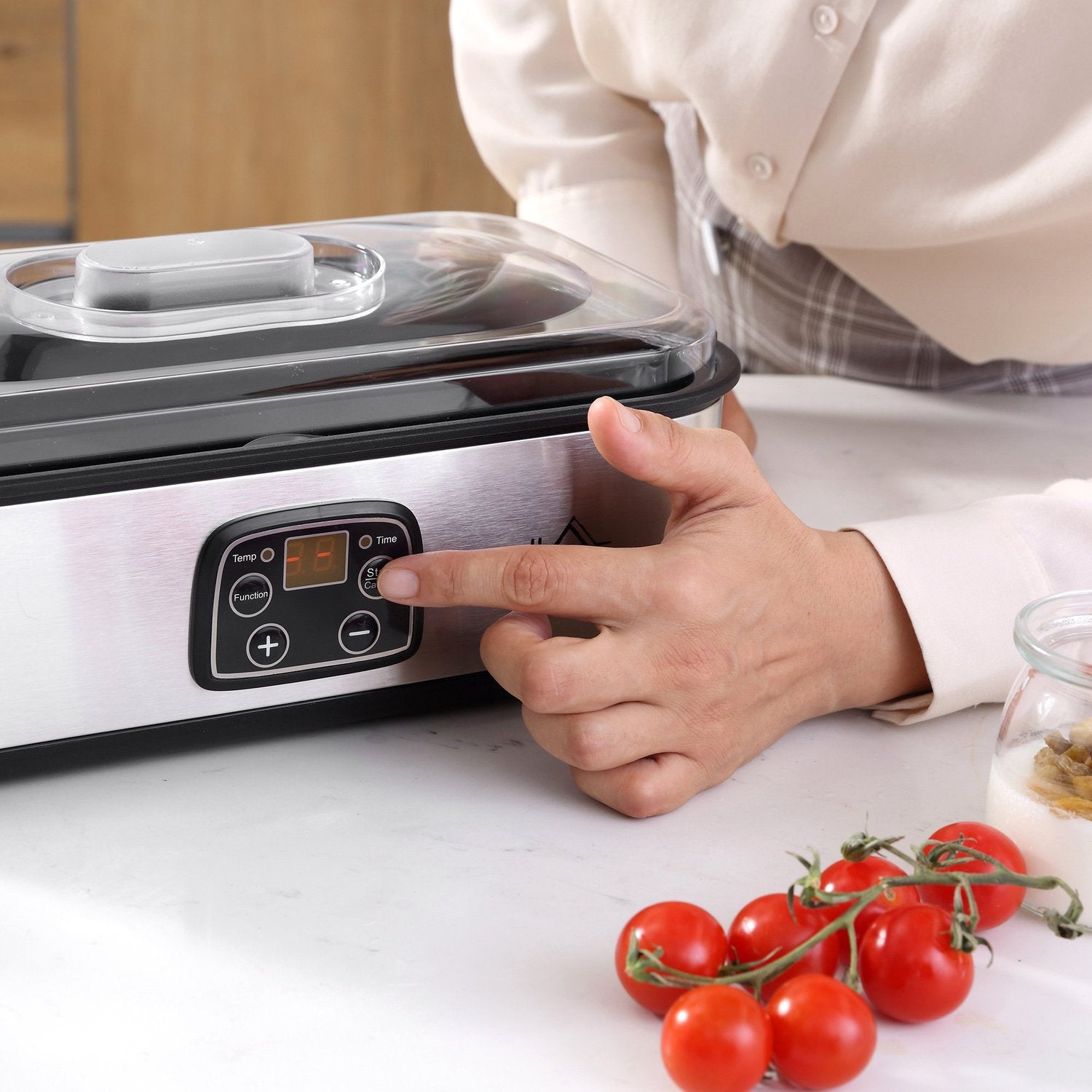 Yoghurtmaskin 25W med LCD, 8 burkar och justerbar temperatur