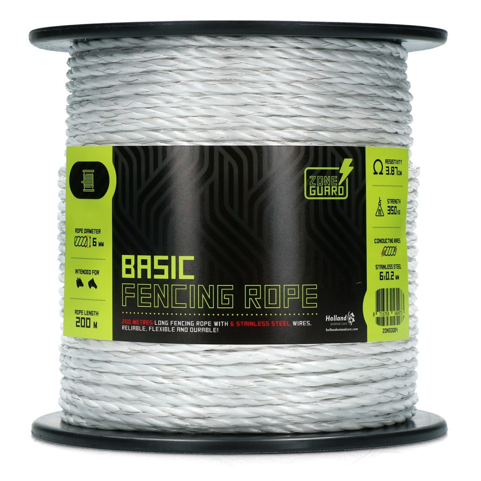 ZoneGuard 6 mm Basic gjerdetau hvitt 200 m