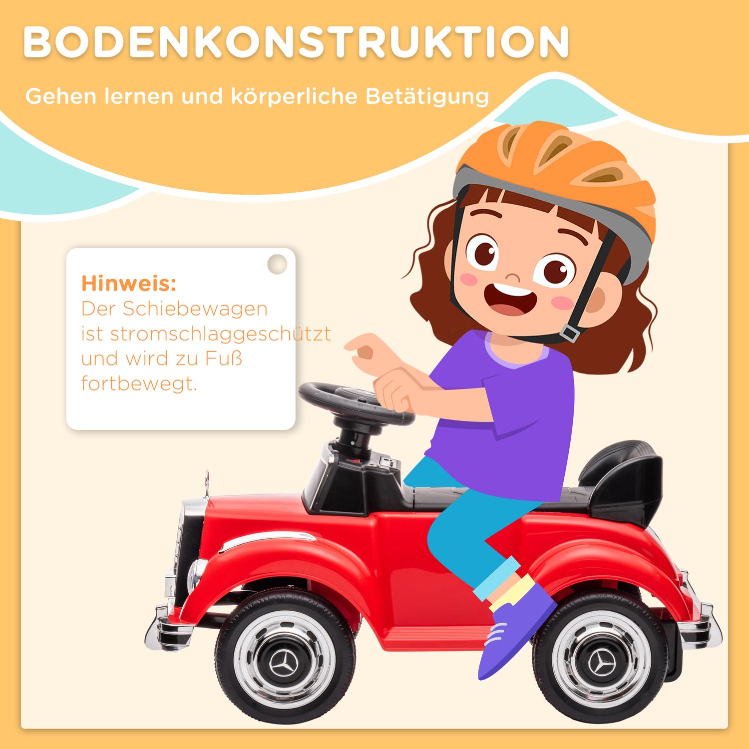 Åkbil för barn, 18-48 månader, röd med förvaring