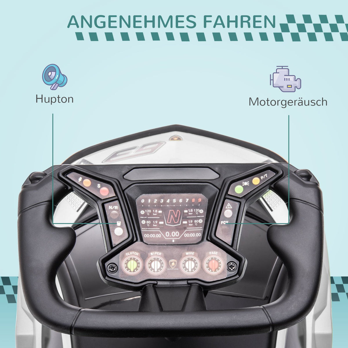 Åkbil för barn med förvaring, signalhorn och motorljud