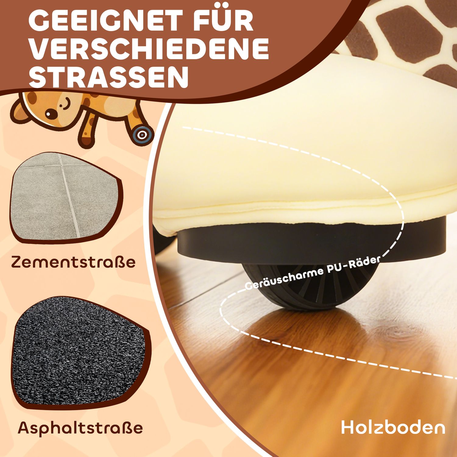 Åkgiraffleksak, batteridriven, tvättbart överdrag, åldrar 1,5-5