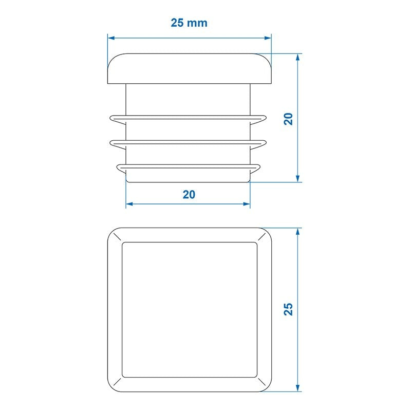 Ändlock 25x25mm 4 stycken i blister