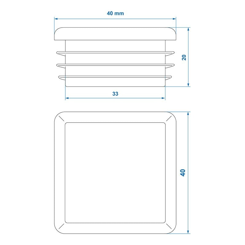 Ändlock 40x40mm 4 stycken i blister