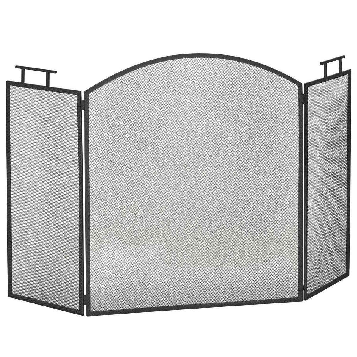 Peisskjerm, sammenleggbart gnistvern i metall, svart, 110x24x76,5 cm