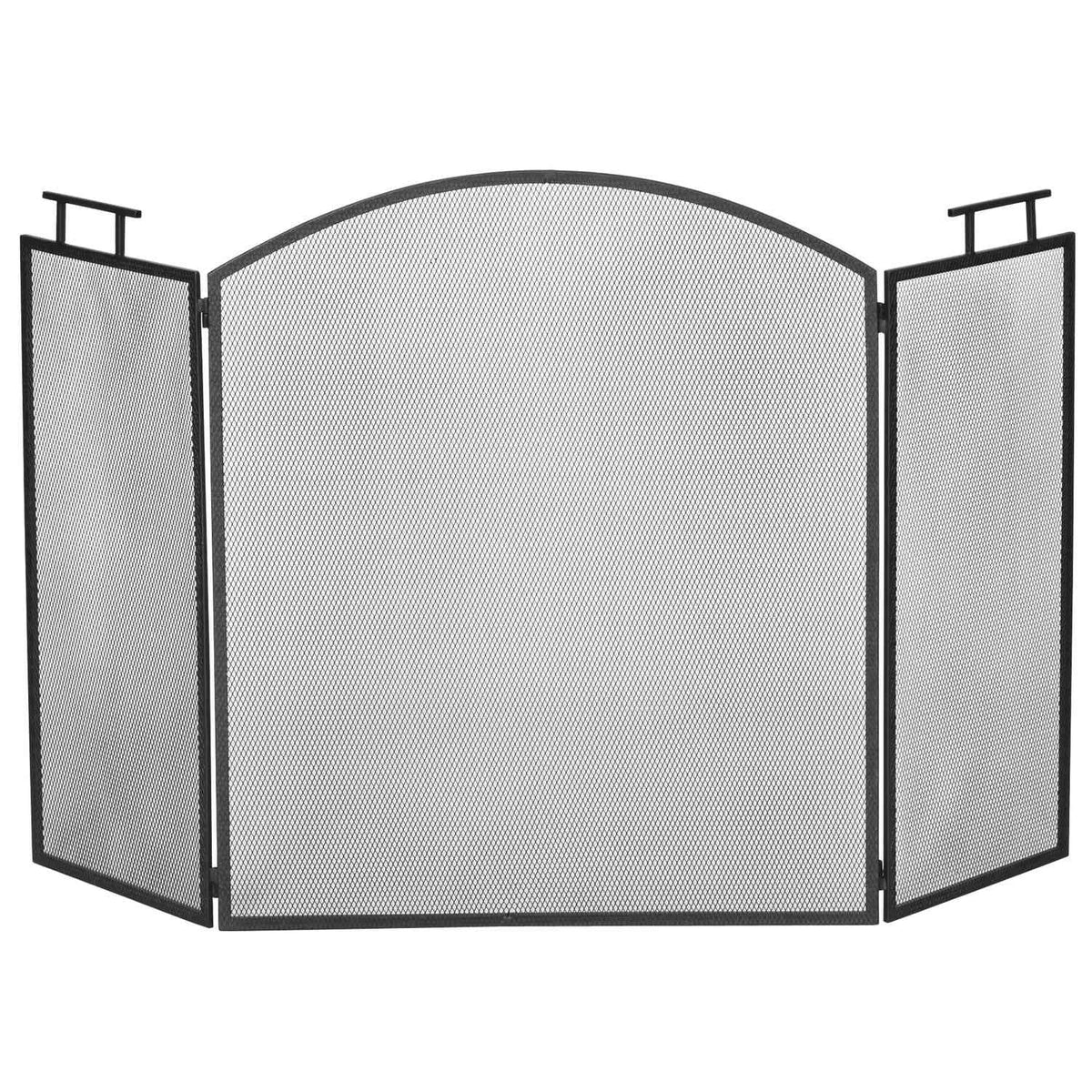 Peisskjerm, sammenleggbart gnistvern i metall, svart, 110x24x76,5 cm